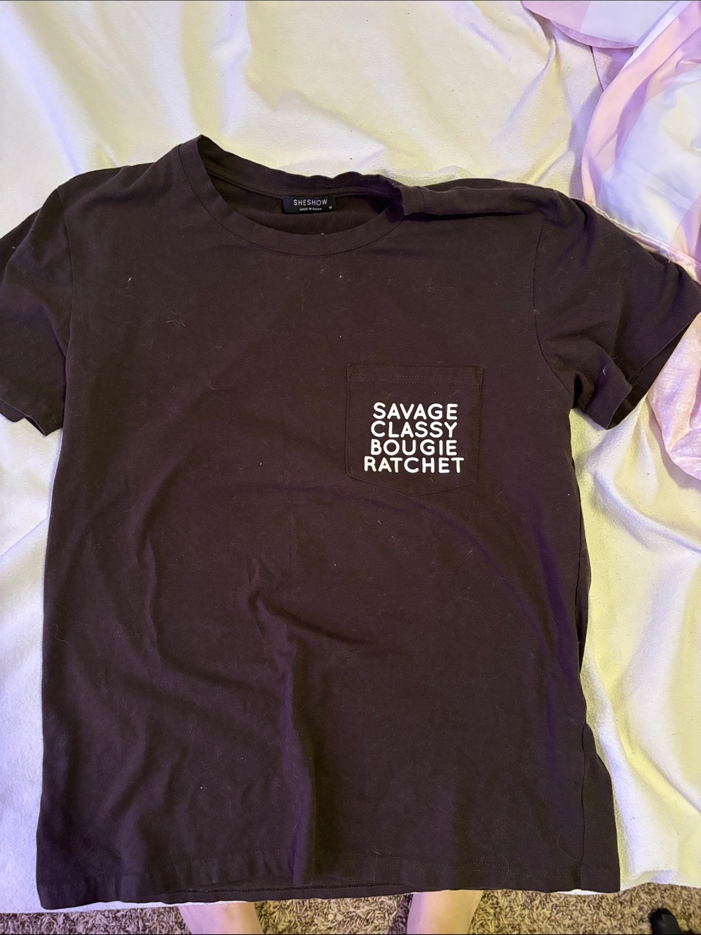 Black Graphic Pocket Tee - SAVAGE CLASSY BOUGIE RATCHET